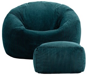 Cloudy Zitzak Corduroy + Poef - Groen