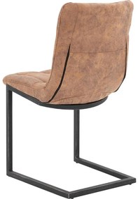 Goossens Eetkamerstoel Steven cognac microvezel leuning, urban industrieel