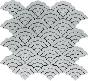 Zelfklevende Mozaïektegels Metaal | Waaier Zilver | 26,8×28,1 cm | Keuken, Bad &amp; WC