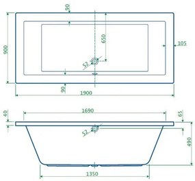 Best Design Lounge bad 190x90x49cm