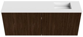 Mondiaz Joya 100cm toiletmeubel walnut met wastafel faye rechts zonder kraangat talc