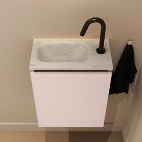 Mondiaz Ture DLux toiletmeubel 40cm rosee met wastafel opalo links met kraangat