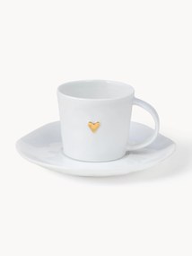 Espressokopje Heart met schoteltje van porselein