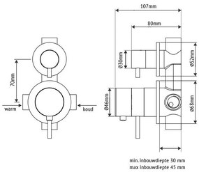 Beldeaux 2000 RVS inbouw bad doucheset met thermostaat