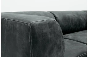 Goossens Excellent Hoekbank Marshall Met Hocker zwart, leer, 2 x 1,5-zits, urban industrieel