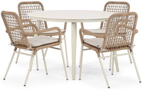 Tuinset 4 personen 120 cm Aluminium/rope Taupe Lifestyle Garden Furniture Catalone/Vienna
