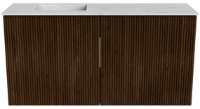 Mondiaz Joya DLux 80cm toiletmeubel walnut met wastafel faye links 1 kraangat opalo