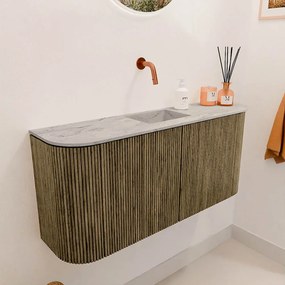 Mondiaz Joya DLux 95cm toiletmeubel ronding links/rechts dusk met wastafel faye midden zonder kraangat glace