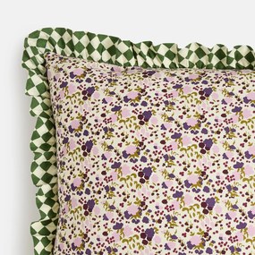 Kussenhoes 45 x 45 cm, van katoen, met bloemen- en ruitmotief, LEIHO