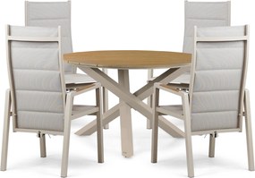 Tuinset Ronde Tuintafel 4 personen 125 cm Aluminium Taupe Lifestyle Garden Furniture Essence/Ancona