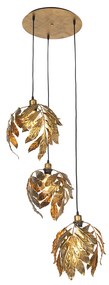 Vintage hanglamp antiek goud rond 3-lichts - Linden Klassiek / Antiek E27 Binnenverlichting Lamp