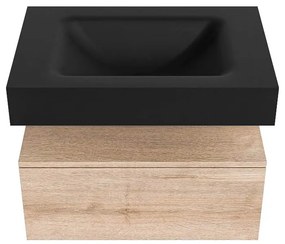 Zaro Alan badmeubel 70cm washed oak 1 lade met vrijhangende wastafel cloud midden 1 kraangat urban