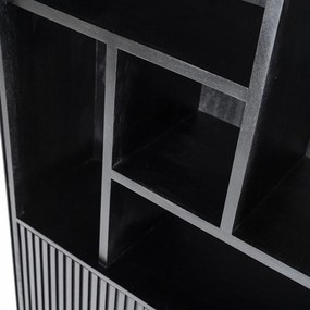 Zwarte Boekenkast Met Latjes - 96x37x200cm.