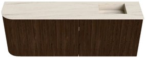 Mondiaz Joya DLux 110cm toiletmeubel ronding links walnut met wastafel faye rechts 1 kraangat meli