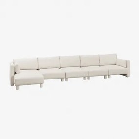 5-delige Modulaire Chaise Longue-bank Linkszijdig In Artemisa Boucléstof Crèmebeige Boucléstof - Sklum