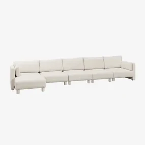 5-delige Modulaire Chaise Longue-bank Linkszijdig In Artemisa Boucléstof Crèmebeige Boucléstof - Sklum