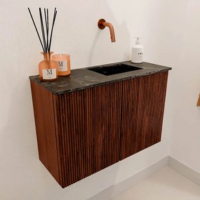 Mondiaz Joya DLux 60cm toiletmeubel ruby met wastafel faye rechts zonder kraangat lava