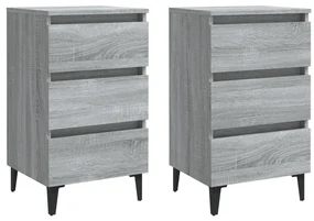 vidaXL Nachtkastjes 2 st met metalen poten 40x35x69 cm grijs sonoma