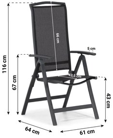 Tuinset 4 personen 180 cm Aluminium Grijs Lifestyle Garden Furniture Tirana/Valley