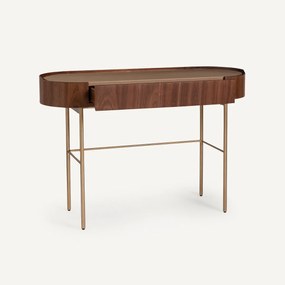 Bureau-wandtafel notenhout/leer, Aslen
