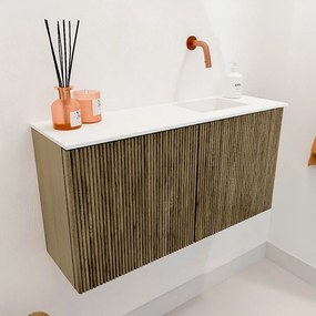 Mondiaz Joya 80cm toiletmeubel dusk met wastafel faye rechts zonder kraangat talc