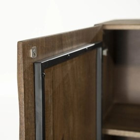 Wandkast Mangohout Met Vierkantjes - 109x41.5x147cm.