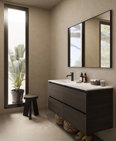 Fontana Cosmos badmeubel 120cm met wastafel links en kraangat kasteel bruin