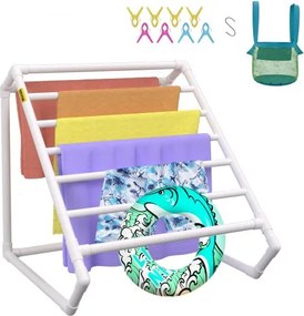 VEVOR Handdoekhouder met 8 handdoekstangen, vrijstaand, handdoekhouder voor spa en zwembad, 138 x 138 x 140 cm, wit, draagvermogen 30 kg, handdoekhouder van PVC met 8 handdoekklemmen en 1 haak