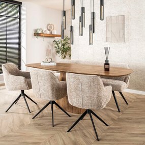 Eettafel Hout Met Ribbelpoot 215 Cm - 215 X 105cm.