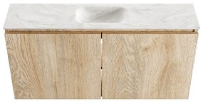 Mondiaz Ture DLux toiletmeubel 100cm washed oak met wastafel ostra midden zonder kraangat