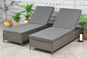 Set van twee kunststof rotan ligbedden Tobago Garden Point antraciet