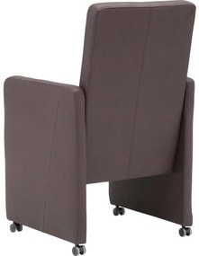 Goossens Eetkamerstoel Rivas bruin kunstleer verstelbaar met armleuning en met wielen, modern design