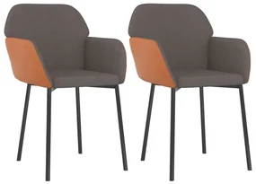vidaXL Eetkamerstoelen 2 st stof en kunstleer donkergrijs