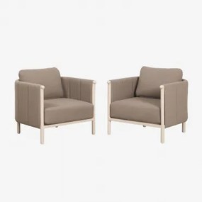 Set Van 2 Tuinstoelen In Bouclé En Aluminium Boleni Bouclé Tarwebruin - Sklum