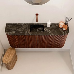 Mondiaz Joya DLux 105cm toiletmeubel ronding links/rechts ruby met wastafel faye midden zonder kraangat lava