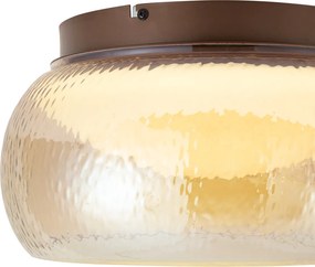 Art Deco plafondlamp bruin met amber glas incl. LED 3-staps dimbaar - Thimble