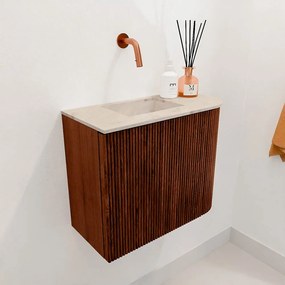 Mondiaz Joya DLux 50cm toiletmeubel ronding rechts ruby met wastafel faye links zonder kraangat frappe