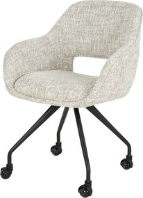 Moderne Eetkamerstoel Op Wieltjes Gebroken Wit