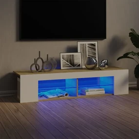vidaXL Tv-meubel met LED-verlichting 135x39x30cm wit sonoma eikenkleur