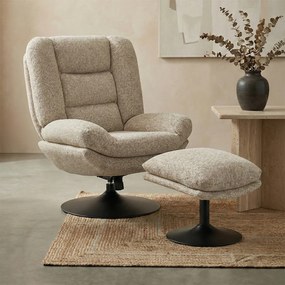 Fauteuil Met Voetensteun Beige