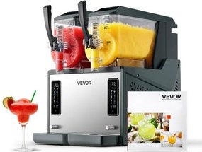 VEVOR Slushmachine 2 x 4 L, slush-ijsmaker 455 W (geen ijs nodig), elektrische margarita-machine met zelfreinigende functie, geschikt voor bevroren margarita's, frappés, milkshakes en shakes.