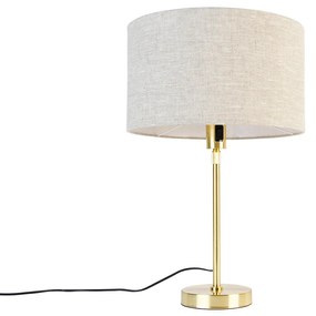 Tafellamp goud verstelbaar met kap lichtgrijs 35 cm - Parte