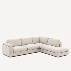 Hoekslaapbank met longchair in gemêleerd canvas, CÉSAR