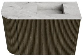 Mondiaz Joya DLux 60cm toiletmeubel ronding links shadow met wastafel faye rechts zonder kraangat glace