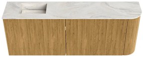 Mondiaz Joya DLux 110cm toiletmeubel ronding rechts oak met wastafel faye links zonder kraangat ostra