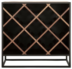 Must Living Wineyard Teak Wijnkast Met Ruit Vakken - 90x40x85cm.