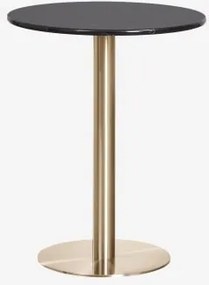 Ronde Bartafel Van Natuurlijk Steen Xiren Ø60 Cm & Marmer Nero Marquina & Geborsteld Goud - Sklum