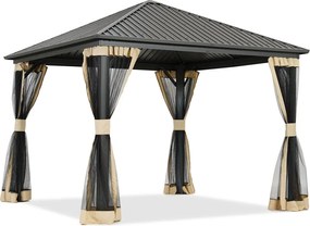 Metalen tuinhuis Sardinië 3x3 met muggengaas Garden Point beige