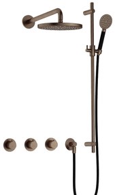 Hotbath Cobber IBS70 inbouwdouche met ronde handdouche, 30cm hoofddouche en glijstang verouderd messing