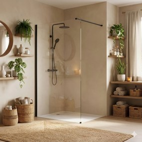 Walk-in douchewand Rea Flexi Transparent / Black 100